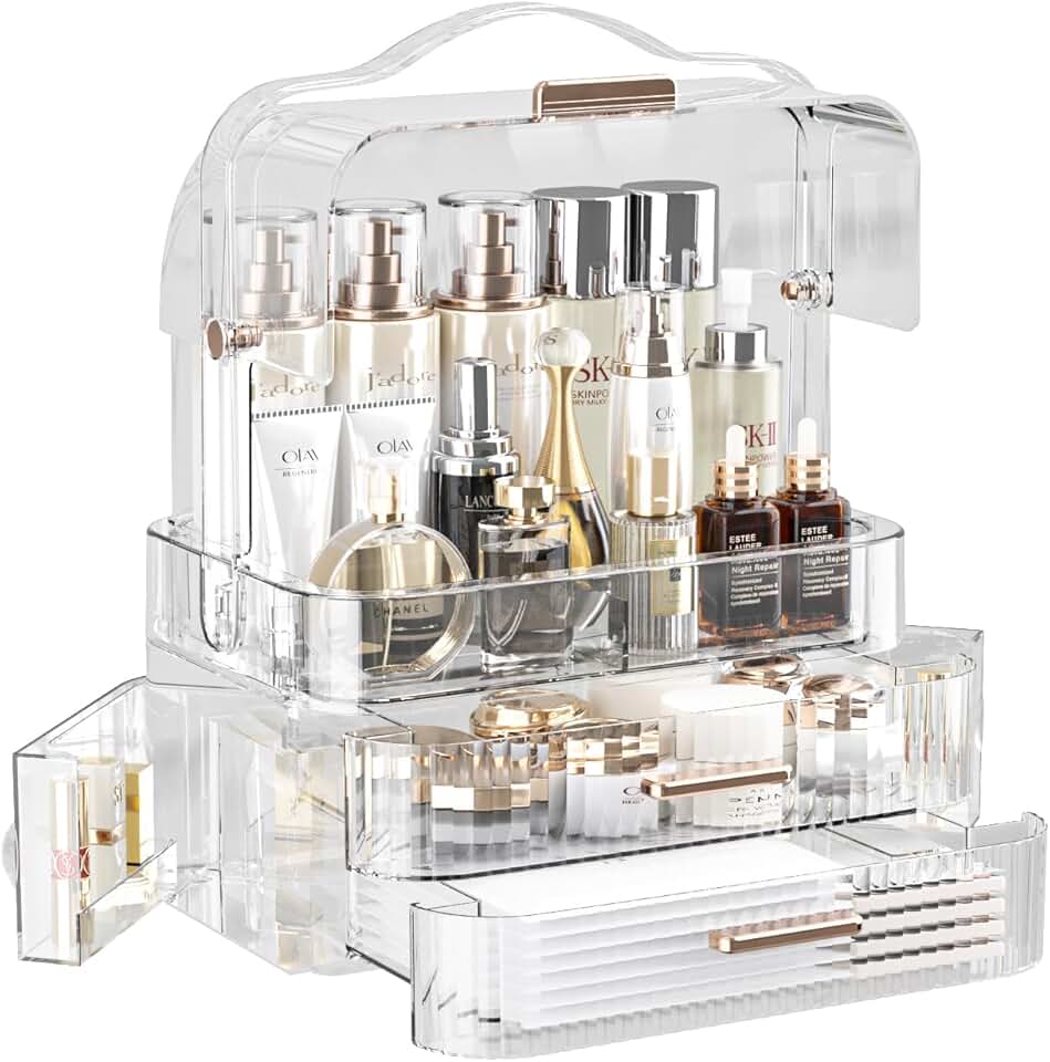 Large Clear Makeup Organizer with Handle
