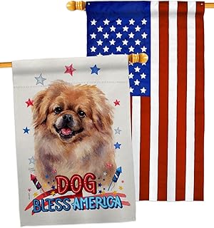 Patriotic Pekingese Dog House Flag Pack for Garden Yard