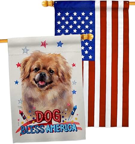 Patriotic Pekingese Dog House Flag Pack for Garden Yard