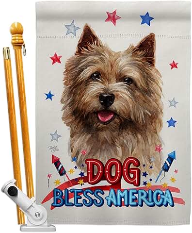 Patriotic Norwich Terrier Dog House Flag Set