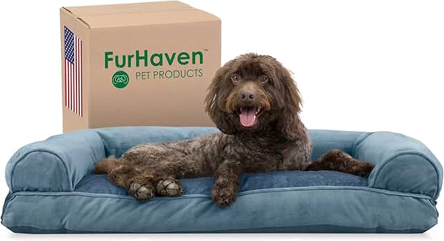 Large Furhaven Dog Bed with Removable Bolsters