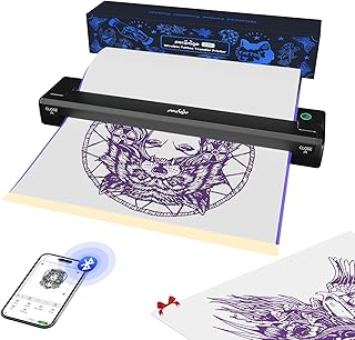 Wireless tattoo stencil printer with Bluetooth and USB, includes 5 stencil papers