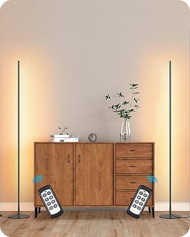 Set of 2 Tall Dimmable LED Corner Floor Lamps