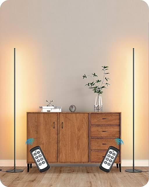 Set of 2 Tall Dimmable LED Corner Floor Lamps