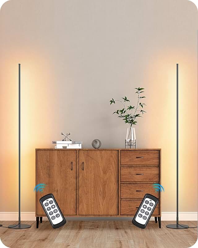 Set of 2 Tall Dimmable LED Corner Floor Lamps