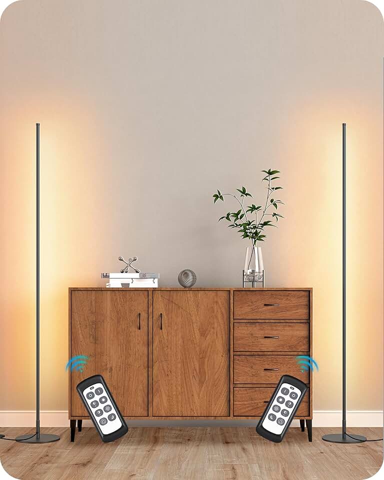 Set of 2 Tall Dimmable LED Corner Floor Lamps