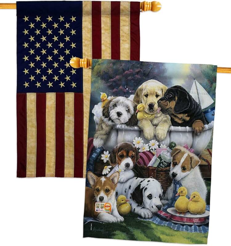 Bath Time Pups House Flag Pack for Pets and Garden