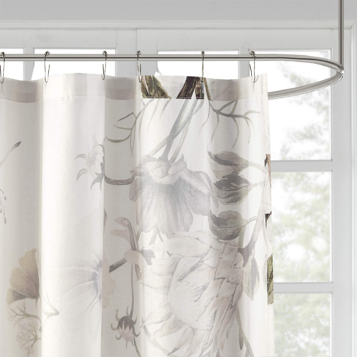 Candra Cotton Percale Bathroom Shower, Floral Design Modern Shabby Chic Privacy Bath Fabric Curtains, 72"x72", Blush MP70-6717)