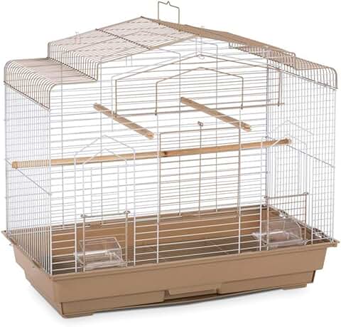 Barn Style Bird Cage in Brown and White