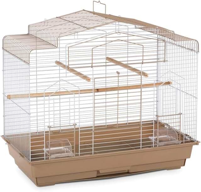 Barn Style Bird Cage in Brown and White