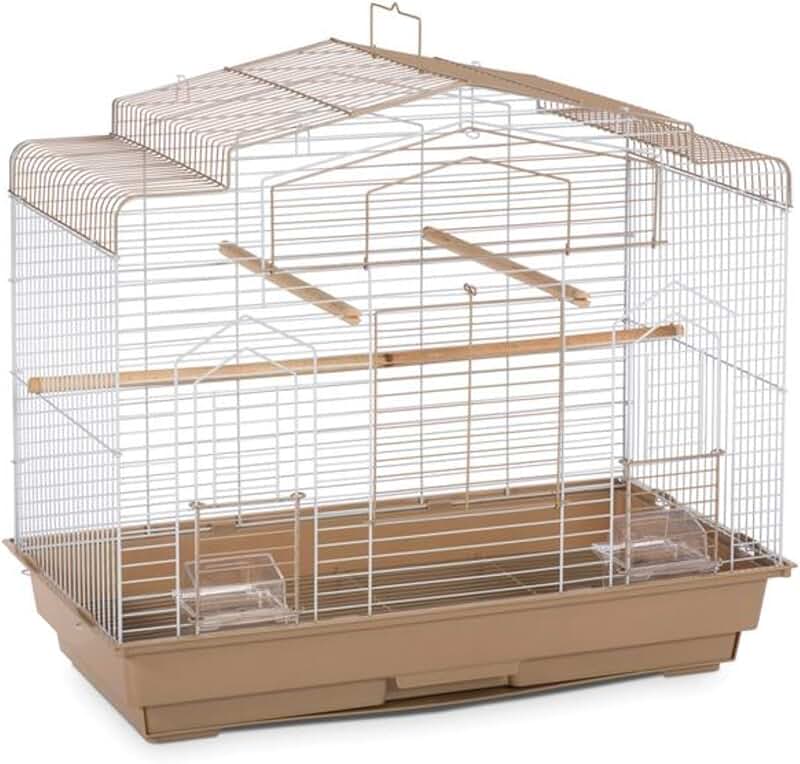 Barn Style Bird Cage in Brown and White