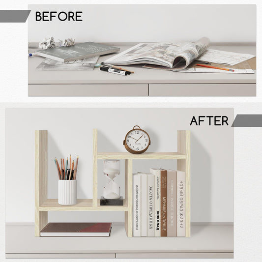 Adjustable Wooden Desk Organizer and Shelf