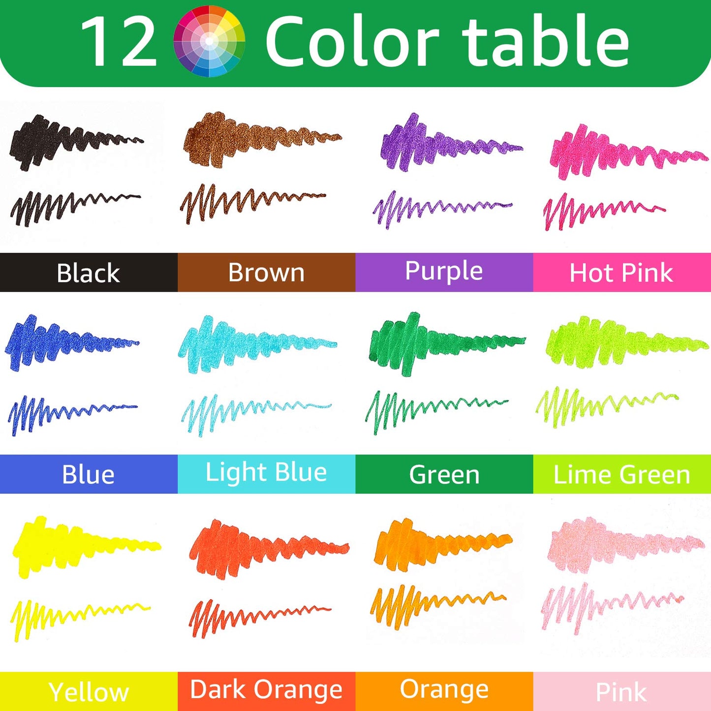Dual Brush Pens Set 12 Colors