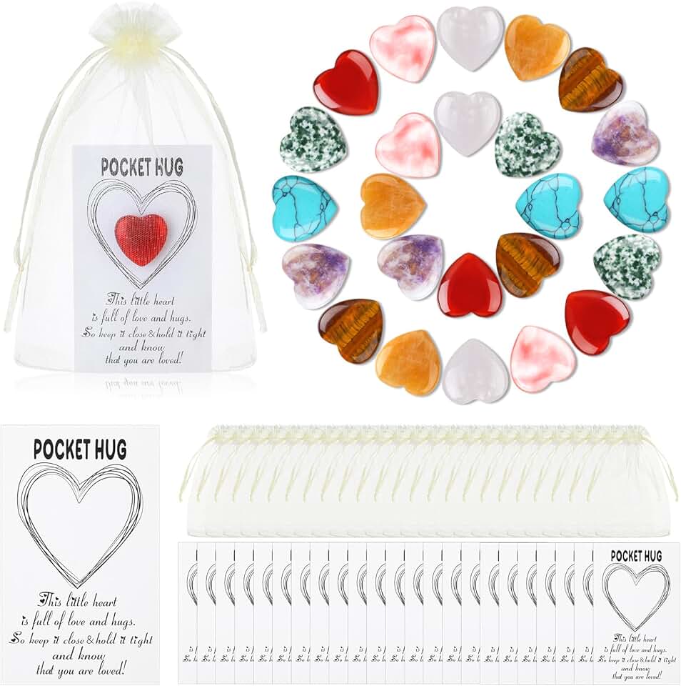 24 Heart-Shaped Crystal Gift Sets with Cards and Bags