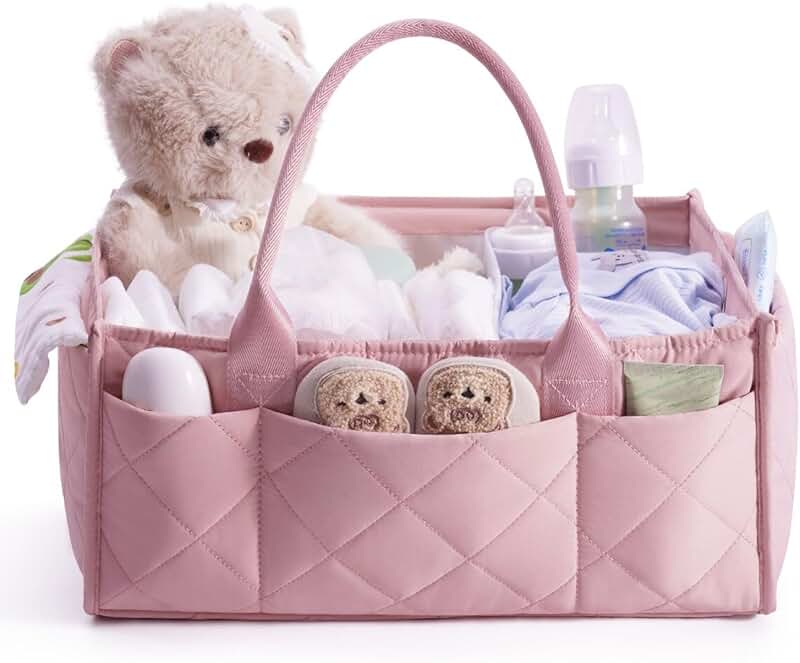 Pink Silverware Organizer with Cover and 5 Compartments