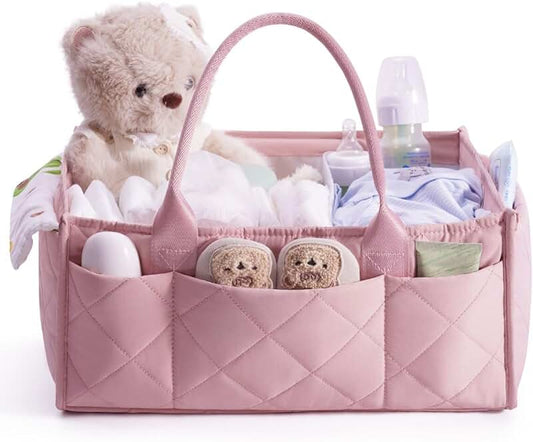 Pink Silverware Organizer with Cover and 5 Compartments