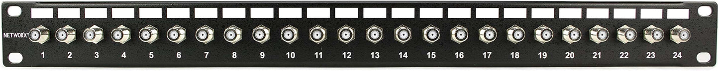 24-Port Coaxial Patch Panel with F-Connectors
