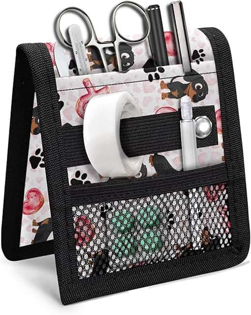 Dachshund Paw Print Pocket Organizer for Lab Coats
