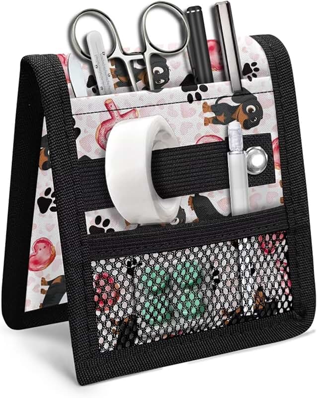Dachshund Paw Print Pocket Organizer for Lab Coats