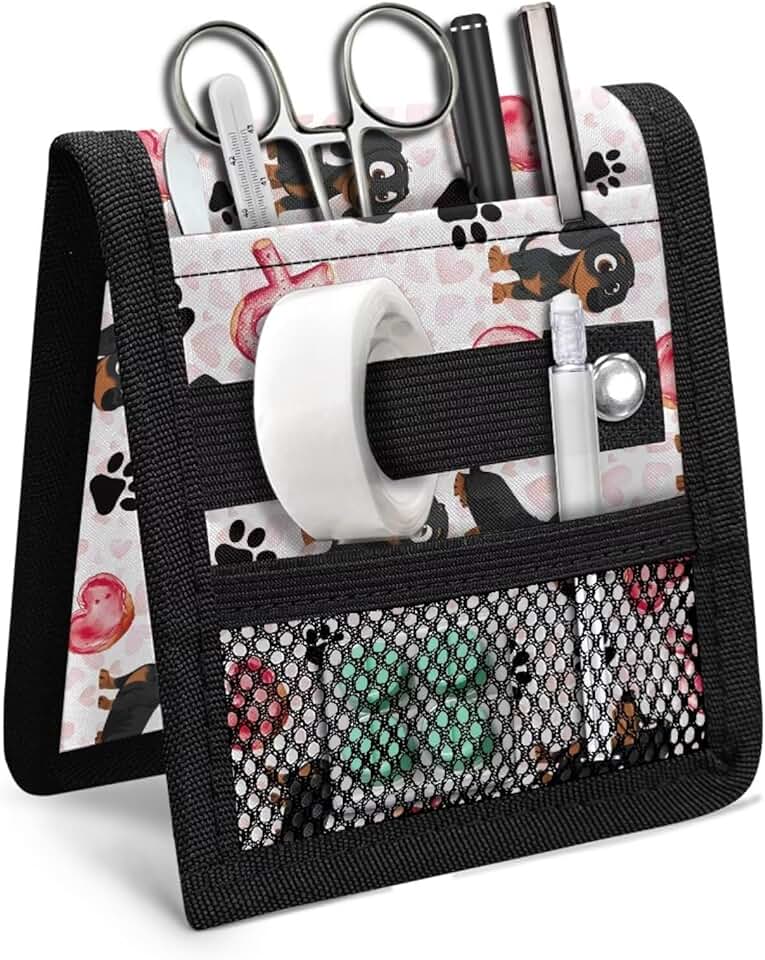 Dachshund Paw Print Pocket Organizer for Lab Coats