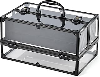 Portable Clear Makeup and Toiletry Organizer with 4 Trays