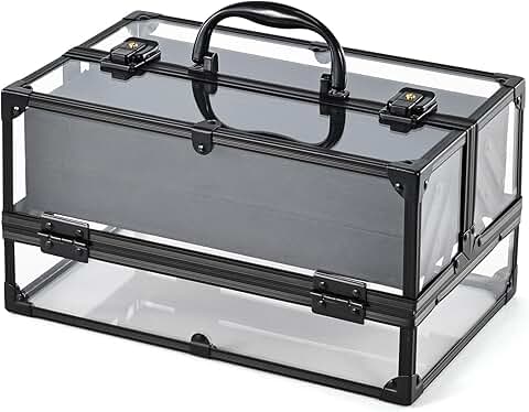 Portable Clear Makeup and Toiletry Organizer with 4 Trays