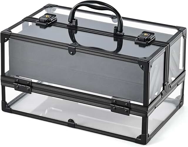 Portable Clear Makeup and Toiletry Organizer with 4 Trays