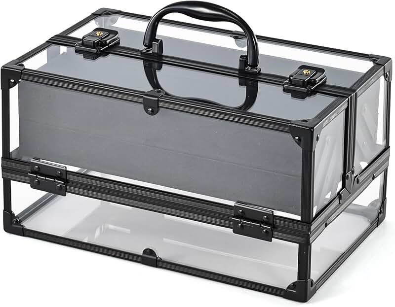 Portable Clear Makeup and Toiletry Organizer with 4 Trays