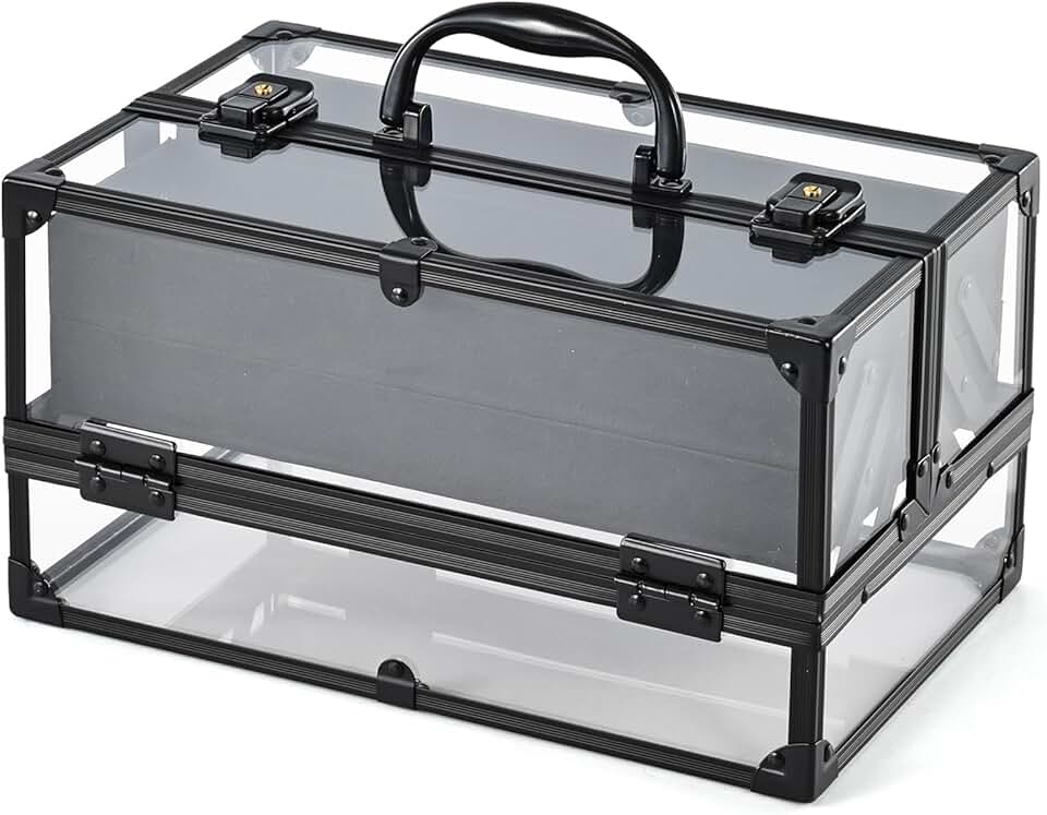 Portable Clear Makeup and Toiletry Organizer with 4 Trays