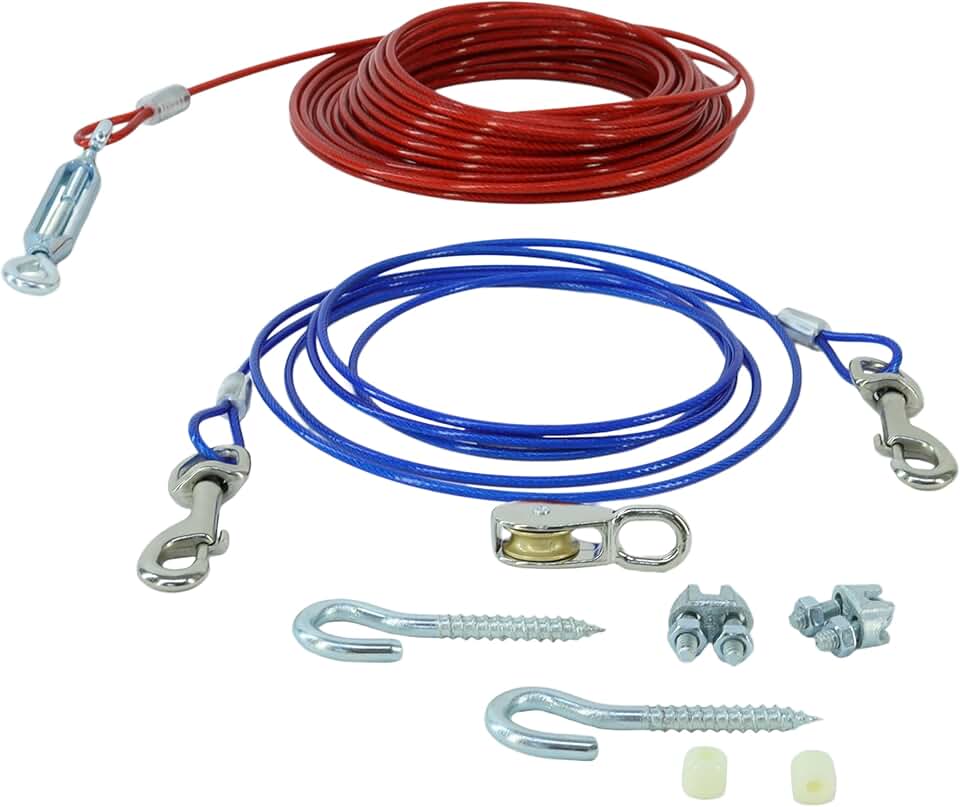 Durable 50-ft Dog Cable Tie Out for Backyard