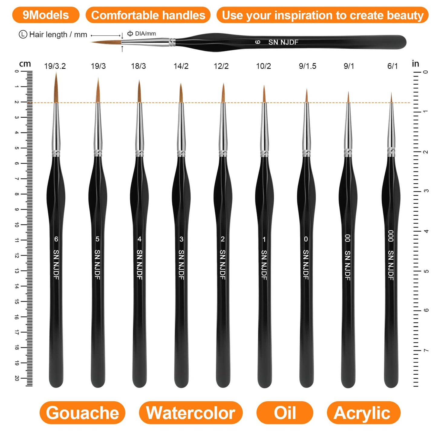 Fine Detail Paint Brush Set for Miniatures and Art