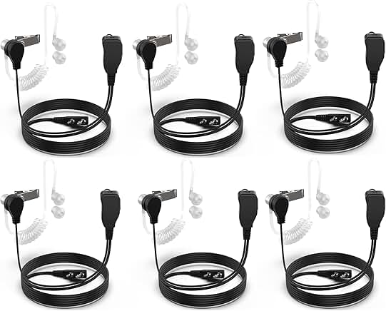 Walkie Talkie Earpiece with Mic, 6 Pack