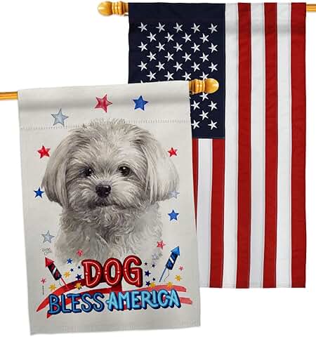 Patriotic Maltese Dog House Flag Pack