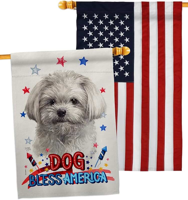 Patriotic Maltese Dog House Flag Pack