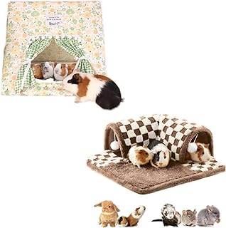 Large Guinea Pig Hideout with Curtain and Tunnel