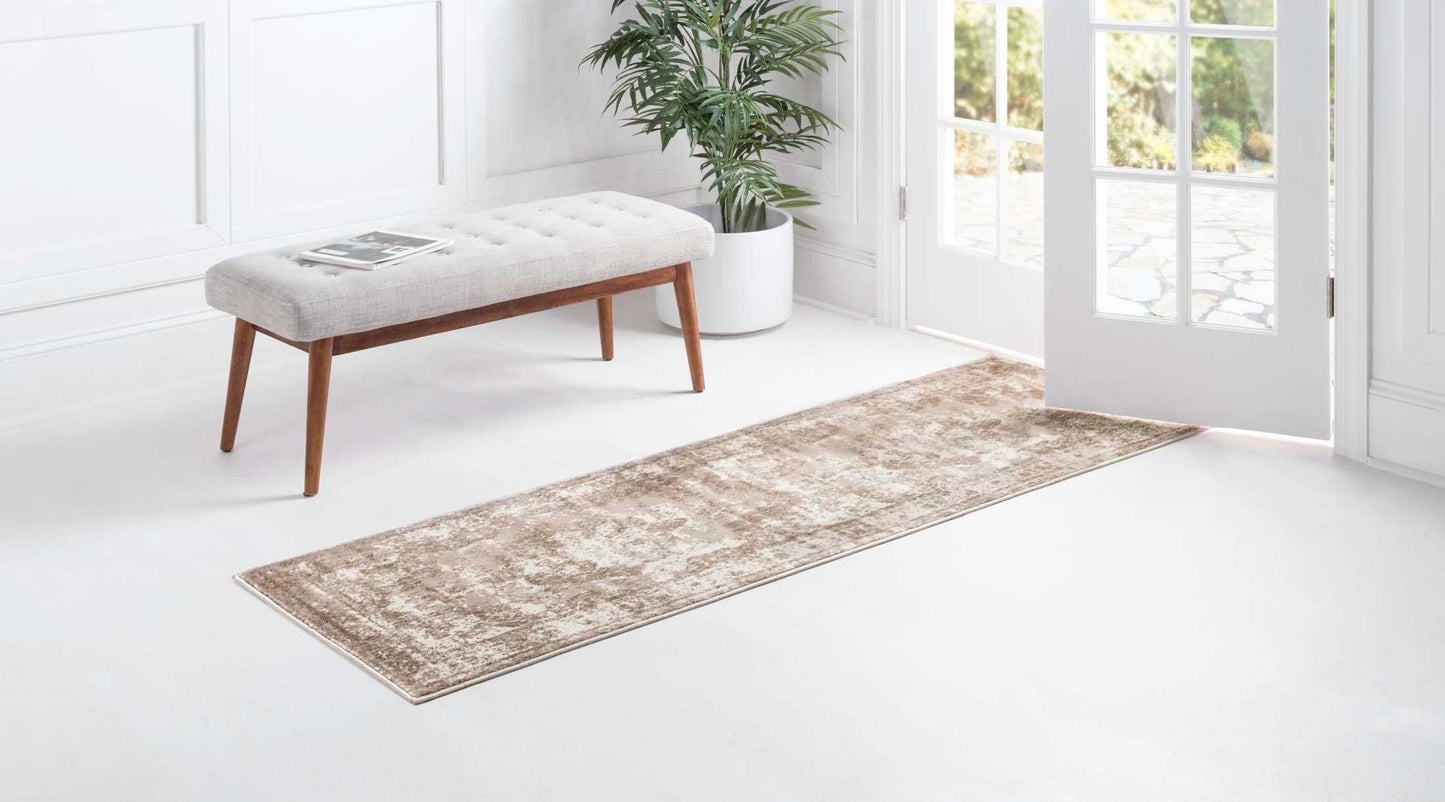Sofia Area Rug-Traditional Vintage Rug, French Inspired 2' 0 x 6' 7 Runner, Light Brown/ Tan)