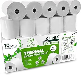 3 1/8 x 230 Thermal Receipt Paper Rolls, 10 Pack