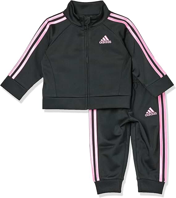 Girls' 2-Piece Tricot Track Suit in Black and Pink