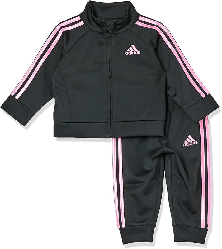Girls' 2-Piece Tricot Track Suit in Black and Pink