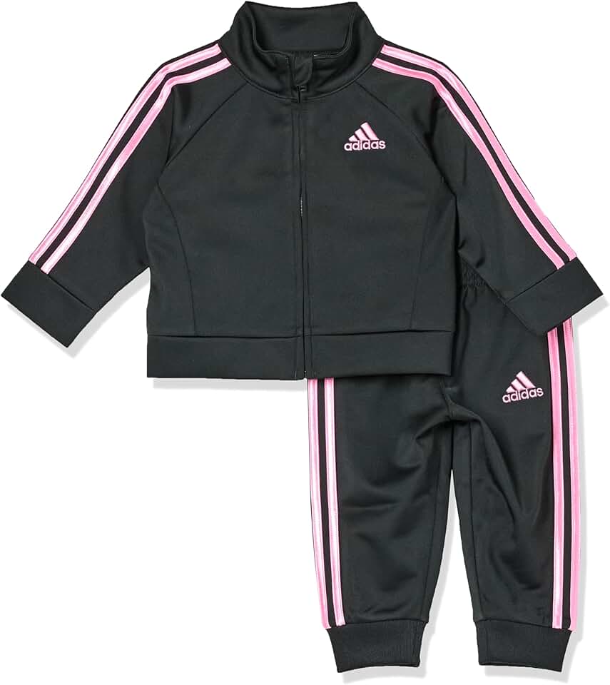Girls' 2-Piece Tricot Track Suit in Black and Pink
