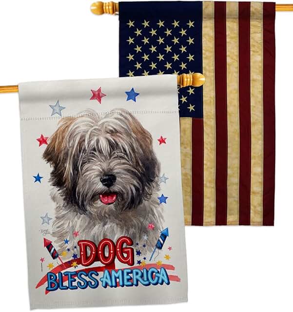 Patriotic Tibetan Terrier Dog House Flag Pack