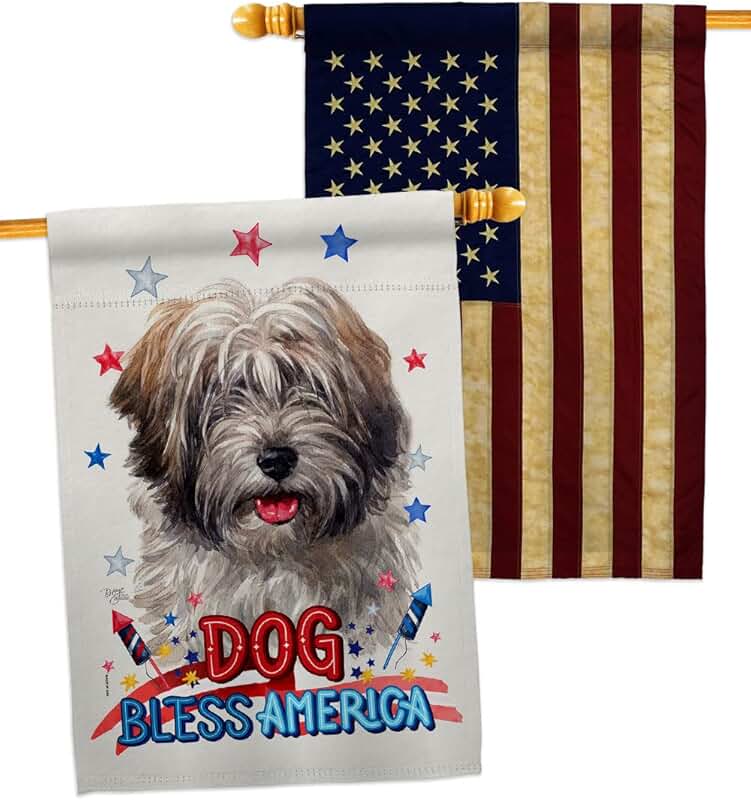 Patriotic Tibetan Terrier Dog House Flag Pack