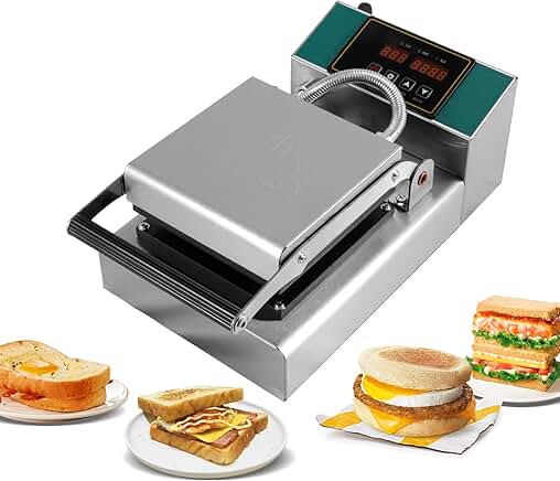 Sandwich Maker with Non-Stick Surface and Indicator Lights