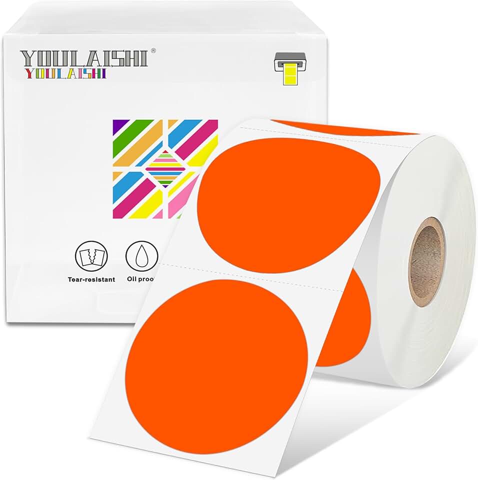 2-inch round fluorescent orange sale stickers, 750 pcs