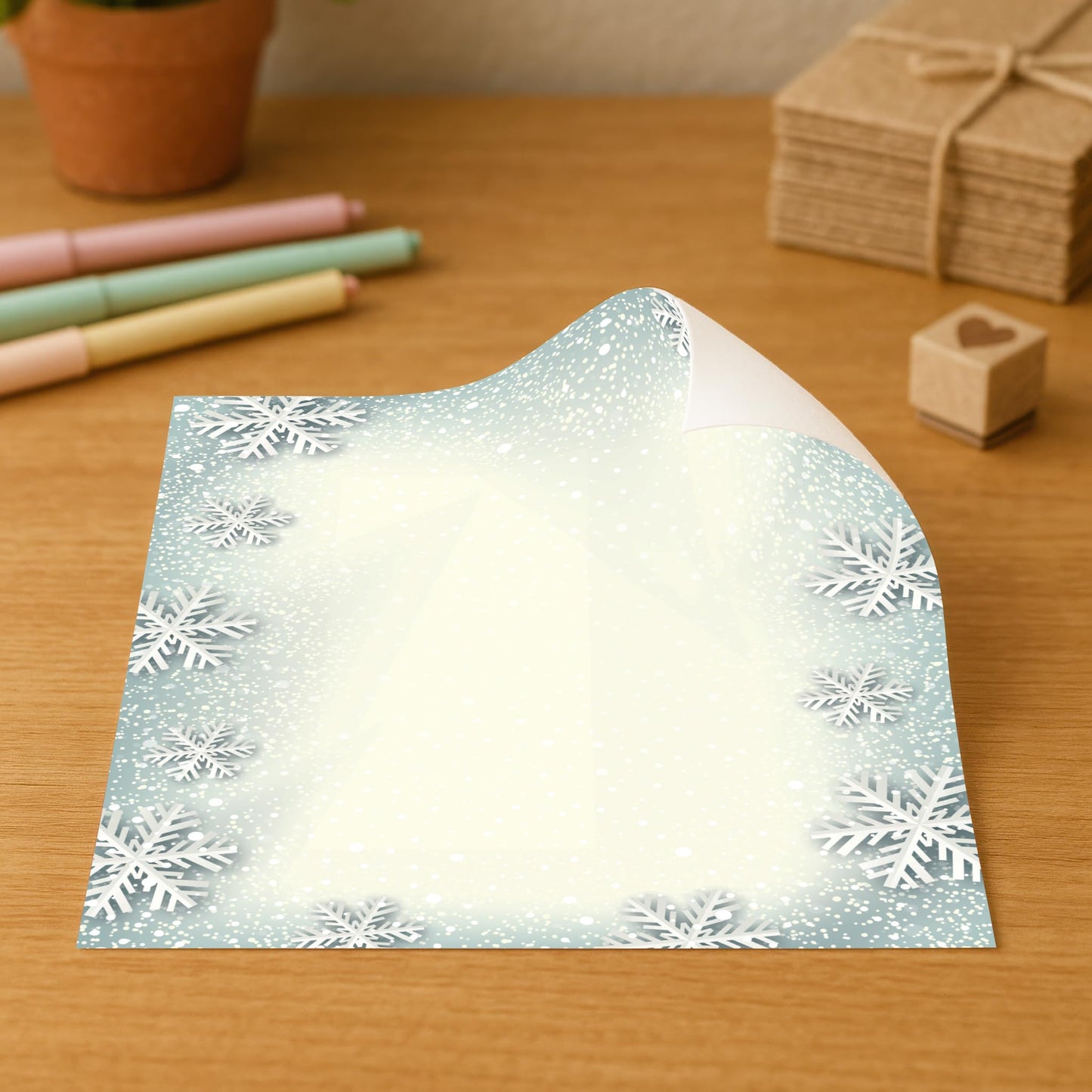 Snowflake Holiday Stationery, 80 Sheets, Blue and White