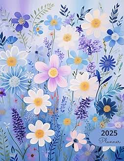 2025 Planner with Periwinkle Daisies Design
