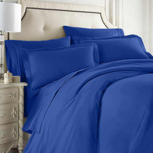 Complete 5 Piece Bedding Set Includes Fitted and Flat Sheets, Duvet, Pillow Covers, Twin, Royal Blue