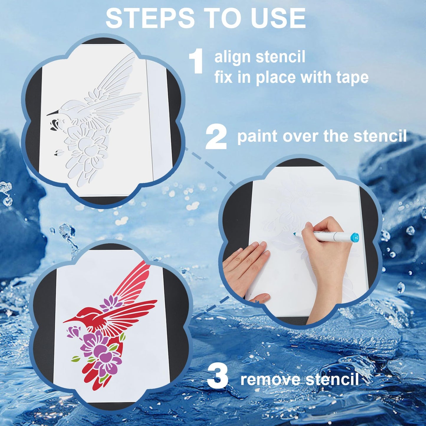 Vintage Bee Stamp Template 11.8x11.8in with Paint Brush