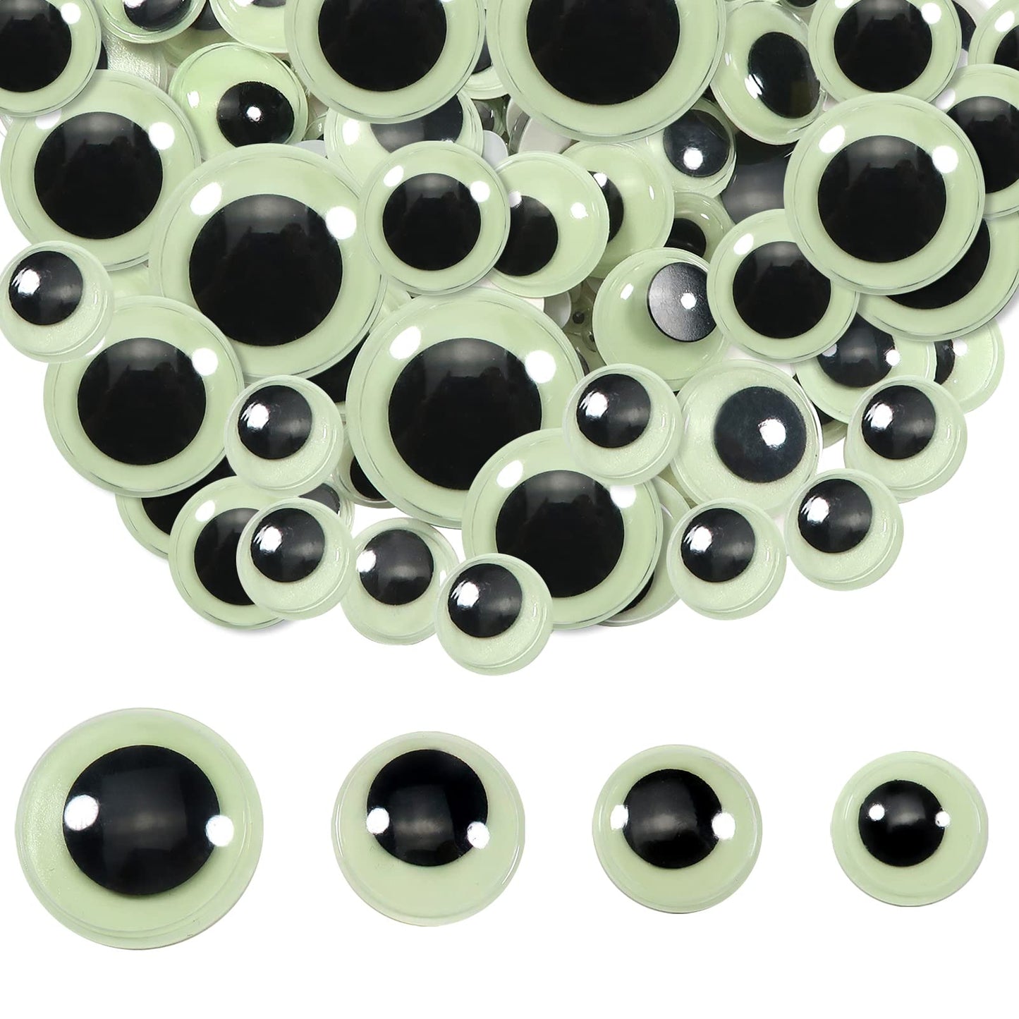 100pcs Assorted Size Luminous Self-Adhesive Googly Eyes