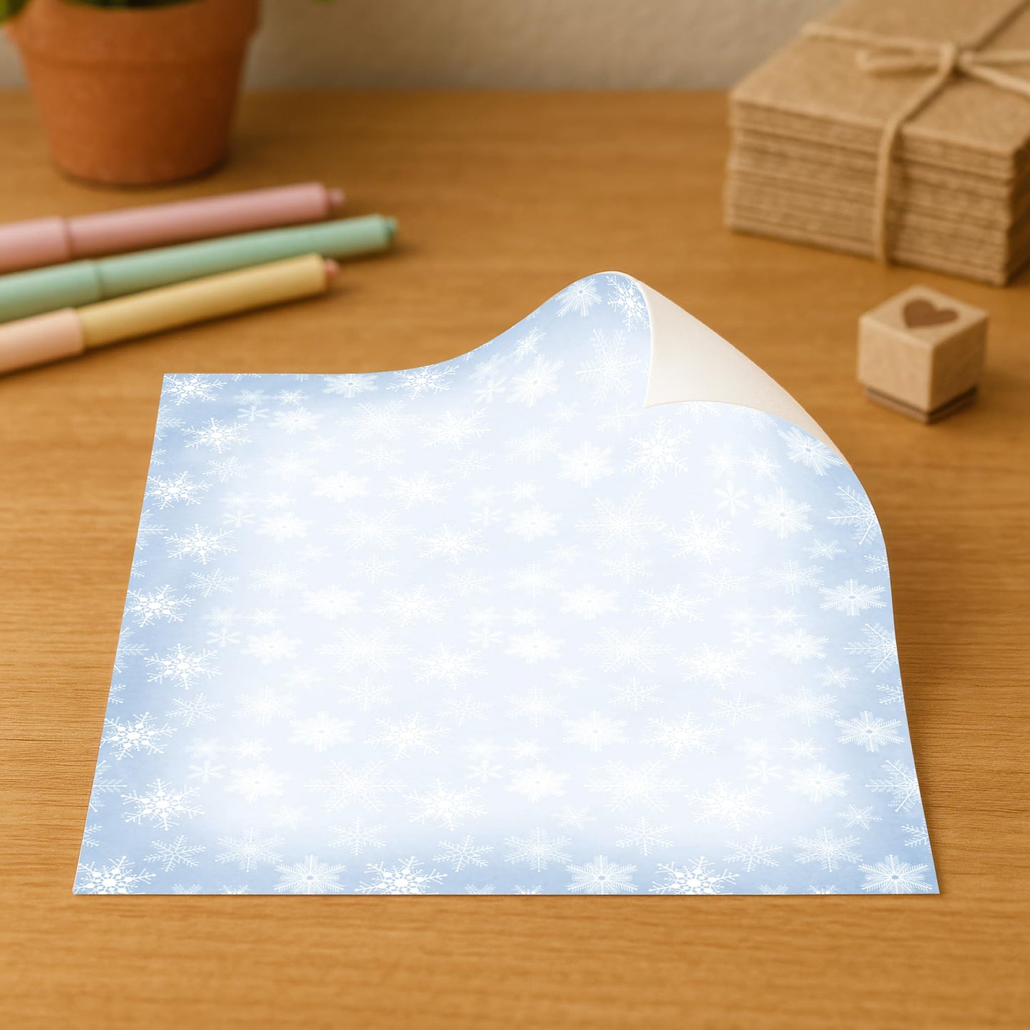 Blue Snowflake Holiday Paper and Envelope Set